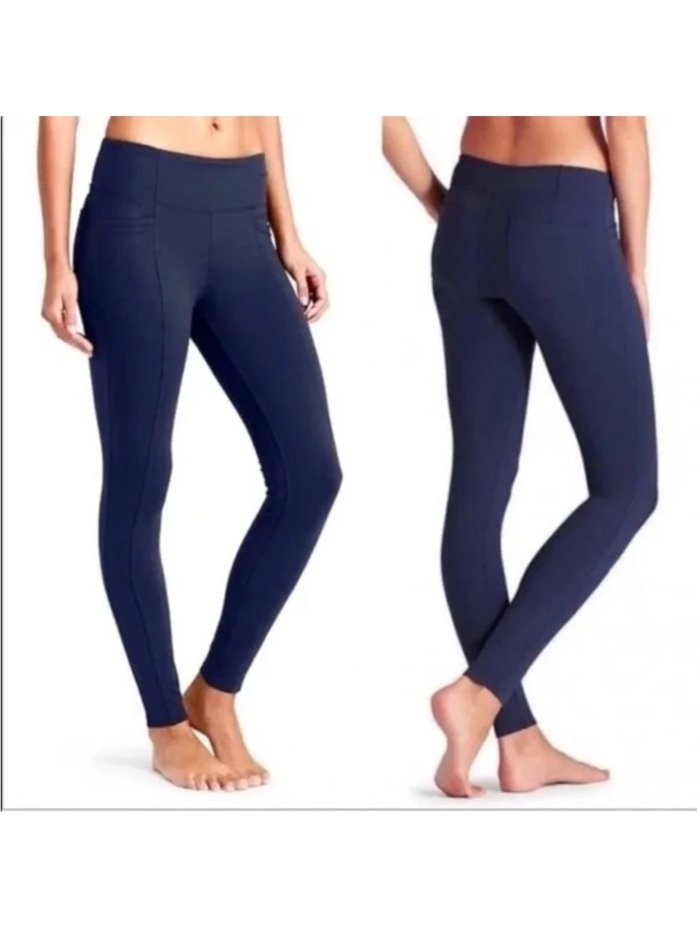 Athleta Metro Leggings with side and back pockets in Navy